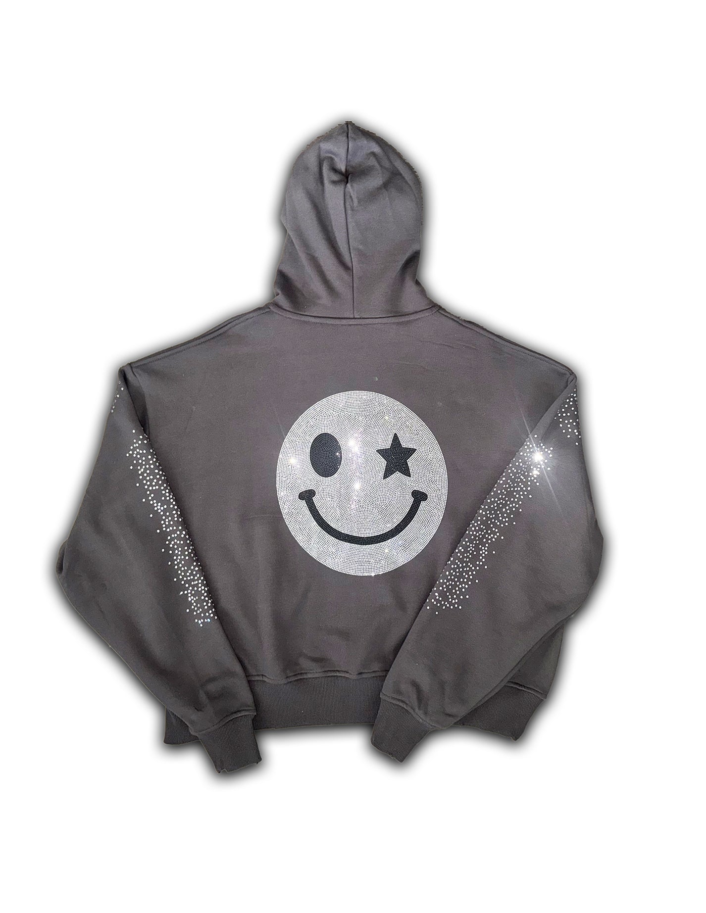 HOMEROOM-"STAR STUDDED SMILEY" GREY HOODIE