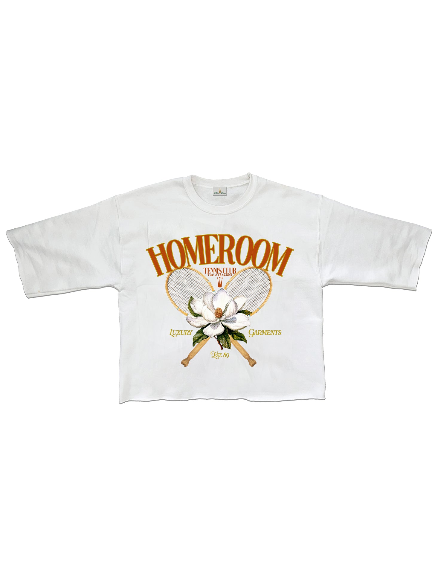 HOMEROOM - "TENNIS CLUB" WHITE CROPPED TEE