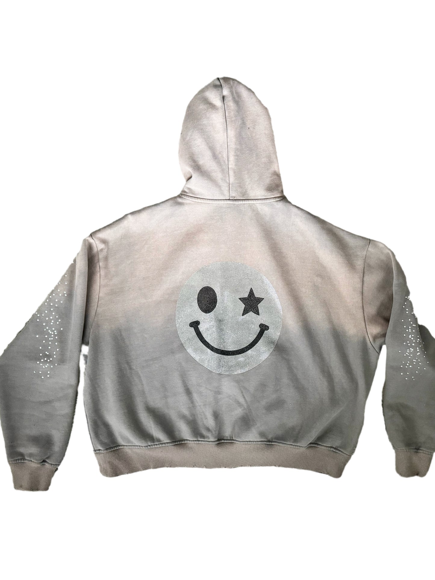 HOMEROOM-"STAR STUDDED SMILEY" CHARCOAL HOODIE