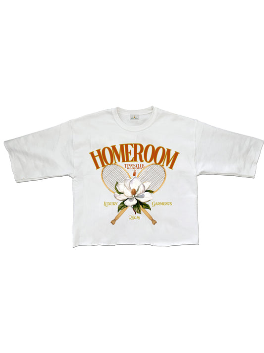 HOMEROOM - "TENNIS CLUB" WHITE CROPPED TEE